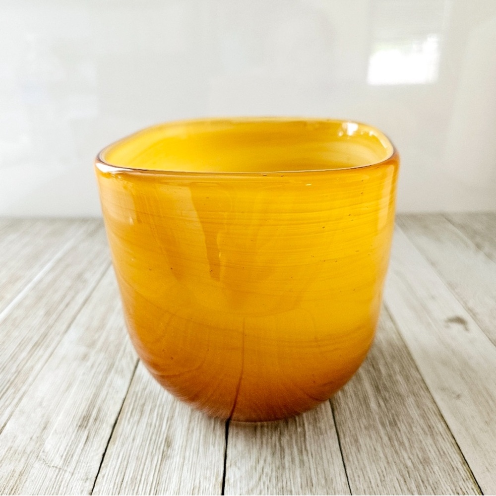 Vintage Golden Brown Hand Blown Glass Bowl Decorative Dish Planter